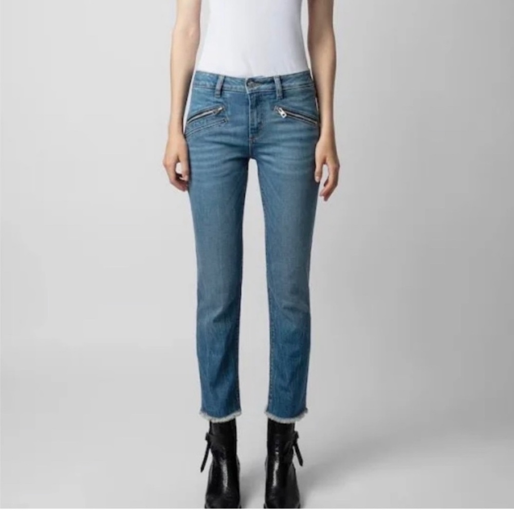 Zadig & Voltaire Denim, distressed, sz 27, zipper details, excellent condition